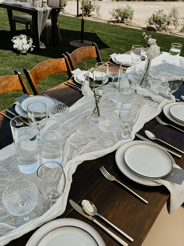 Table setting for a wedding by Outdoor Luxury Events at CRC Ranch Weddings in Temecula Valley Wine Country